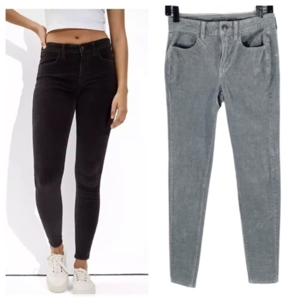 American Eagle super stretch high rise gray corduroy jeggings